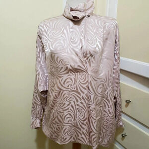 Vintage Silk Tunic Blouse Wrap Neck Dusky Pink Size 10 Evan Picone